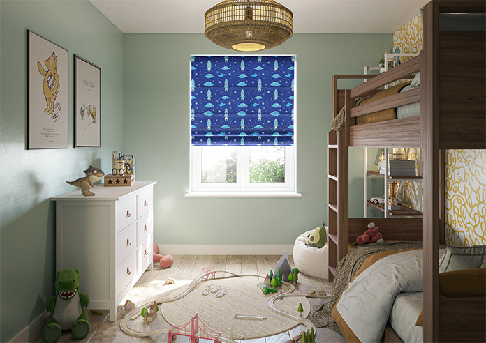 Blast Off, Blue Comet - Motorised Roman Blind - Image 8